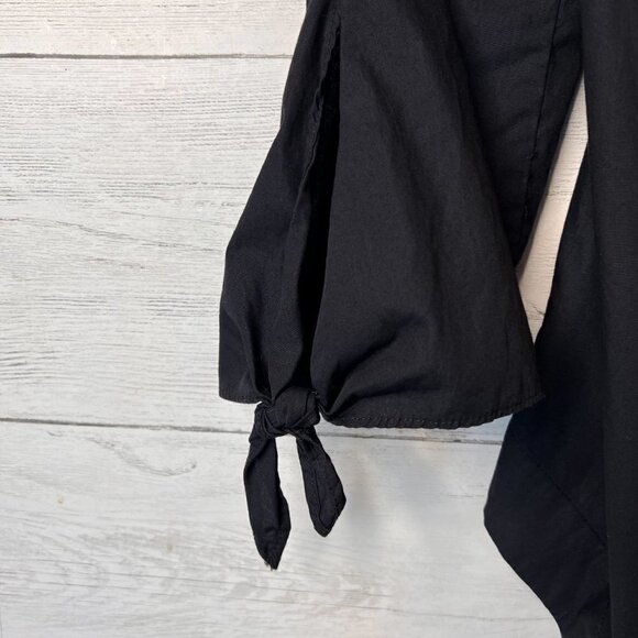 Free People Blouse Womens SZ S/P Black Show Me Some Shoulder Slit Sleeve Modern - Picture 6 of 14